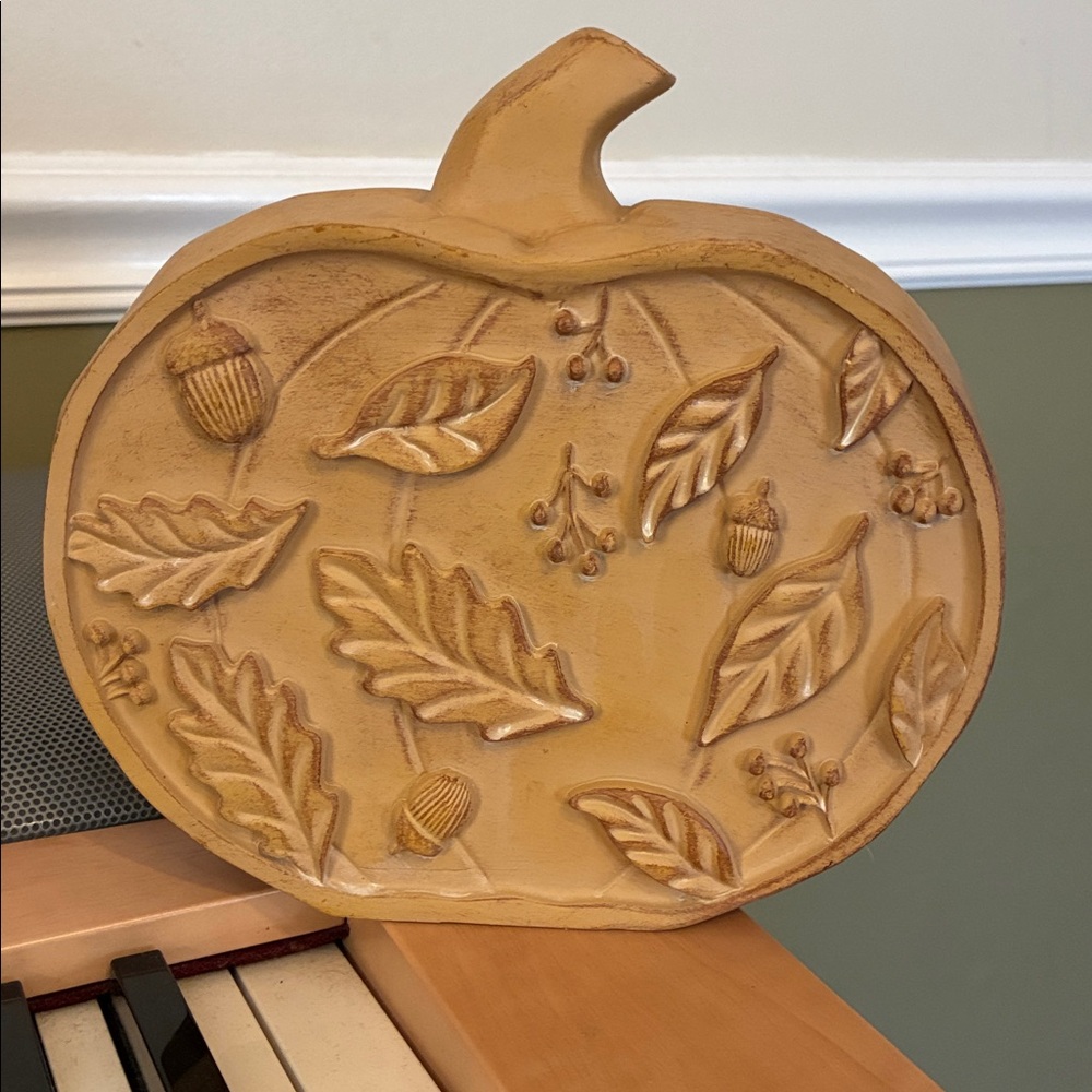 7" Carved Resin Pumpkin Decor